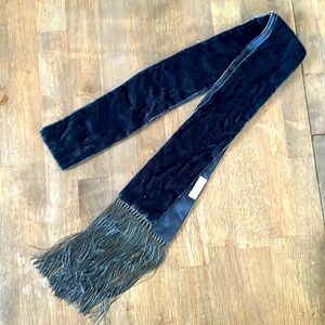 Aerin Thin velvet scarf: dark blue